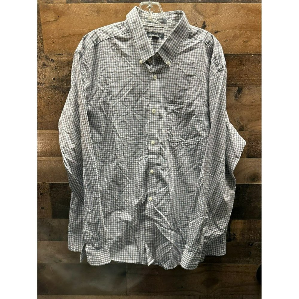 Eddie Bauer Men's Wrinkle Free Relaxed Fit Long Sleeve‎ Button Up Size Large